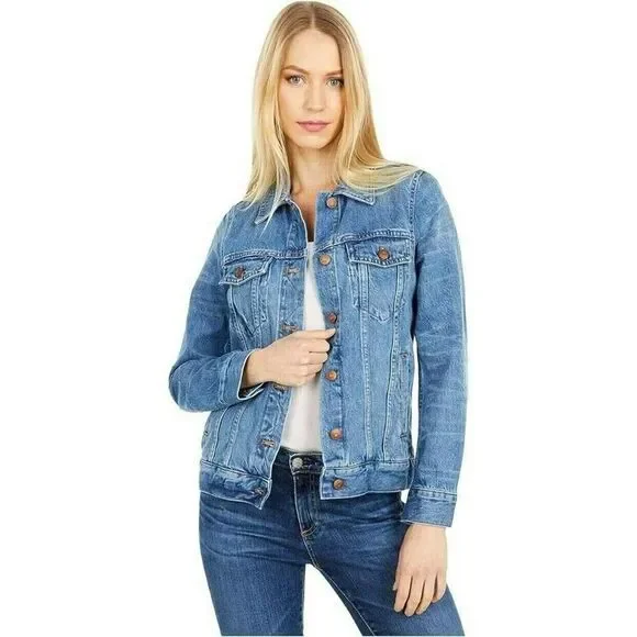 Madewell Classic Denim Jean Jacket Women M NWT Cotton Pockets Long Sleeve Blue‎